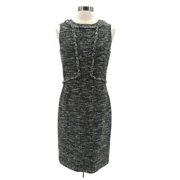 Brooks Brothers Womens 8 Dress Tweed Sheath Pencil Black White Knee Length